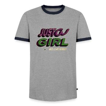 bday antiviral facical hair present - Men's Ringer Shirt - grey/navy  - Front - AI Model Female 172 light (172cm) & AI Model Male 178 light (178cm)