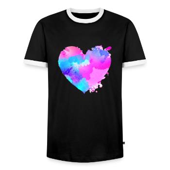 Fiançailles Saint-Valentin Mariage Amour Fête des mères - T-shirt contrasté Homme - noir/blanc - Devant - AI Model Female 172 light (172cm) & AI Model Male 178 light (178cm)