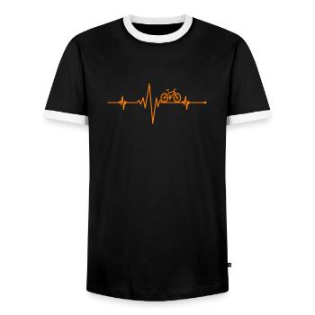 Fahrrad Radfahrer Herzschlag Puls Rennrad - Männer Kontrast-T-Shirt - Schwarz/Weiß - Vorne - AI Model Female 172 light (172cm) & AI Model Male 178 light (178cm)