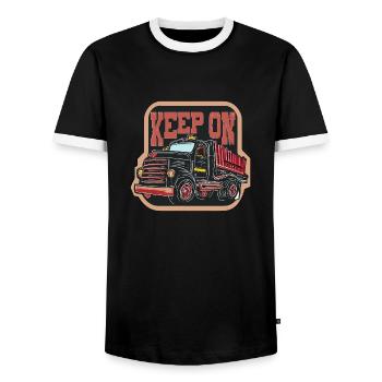 CAMIONS À BENNE BASCULANTE - T-shirt contrasté Homme - noir/blanc - Devant - AI Model Female 172 light (172cm) & AI Model Male 178 light (178cm)