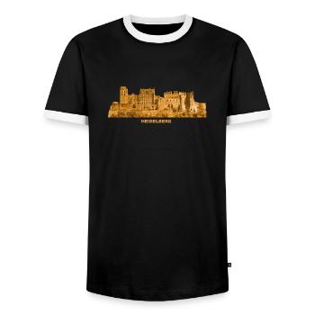 Heidelberg Castle Ruins Baden-Württemberg - Men's Ringer Shirt - black/white - Front - AI Model Female 172 light (172cm) & AI Model Male 178 light (178cm)