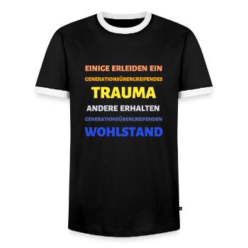 Reichtum Armut Erbe Spruch - Männer Kontrast-T-Shirt - Schwarz/Weiß - Vorne - AI Model Female 172 light (172cm) & AI Model Male 178 light (178cm)