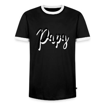 papa - T-shirt contrasté Homme - noir/blanc - Devant - AI Model Female 172 light (172cm) & AI Model Male 178 light (178cm)