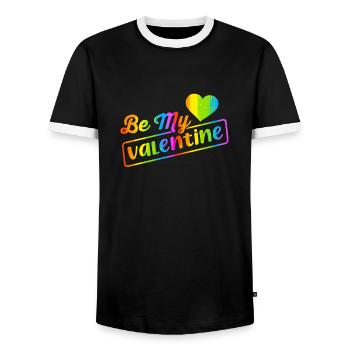 Love me Valentine Happy Valentines Valentines - Men's Ringer Shirt - black/white - Front - AI Model Female 172 light (172cm) & AI Model Male 178 light (178cm)