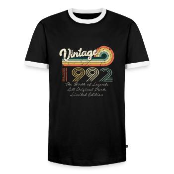 Großartig seit 1992, Geburtstag 1992, Jahrgang 199 - Männer Kontrast-T-Shirt - Schwarz/Weiß - Vorne - AI Model Female 172 light (172cm) & AI Model Male 178 light (178cm)