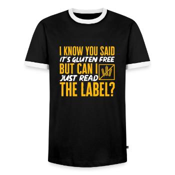 Gluten Free Gluten Intolerance - Men's Ringer Shirt - black/white - Front - AI Model Female 172 light (172cm) & AI Model Male 178 light (178cm)