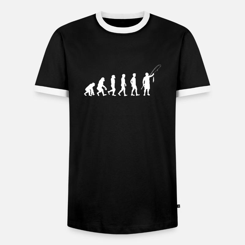 Evolution Angler weiß - Männer Kontrast-T-Shirt - Schwarz/Weiß