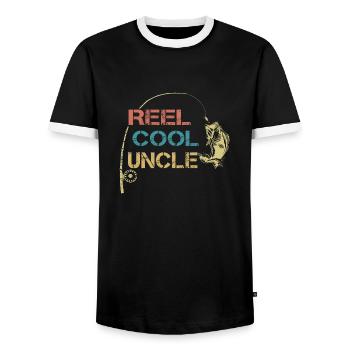 Rolle Cool Onkel Angeln Papa Vatertag Papa - Männer Kontrast-T-Shirt - Schwarz/Weiß - Vorne - AI Model Female 172 light (172cm) & AI Model Male 178 light (178cm)