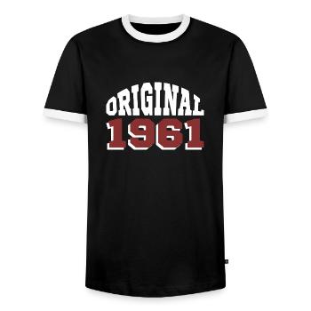 Original 1961 - T-shirt contrasté Homme - noir/blanc - Devant - AI Model Female 172 light (172cm) & AI Model Male 178 light (178cm)