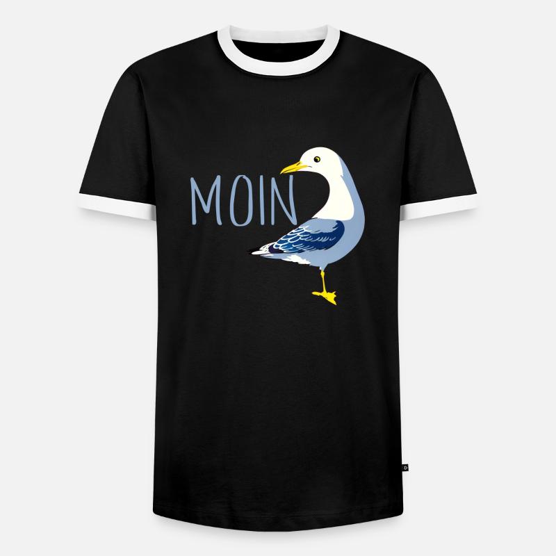 Moin mit Möve - Männer Kontrast-T-Shirt - Schwarz/Weiß