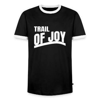 Vélo tout-terrain Idée cadeau d’anniversaire Cadeau amusant - T-shirt contrasté Homme - noir/blanc - Devant - AI Model Female 172 light (172cm) & AI Model Male 178 light (178cm)