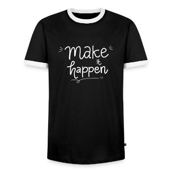 Make It Happen - Men's Ringer Shirt - black/white - Front - AI Model Female 172 light (172cm) & AI Model Male 178 light (178cm)