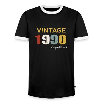 Original parts 1990 - 34 Years Anniversary Gift - Men's Ringer Shirt - black/white - Front - AI Model Female 172 light (172cm) & AI Model Male 178 light (178cm)
