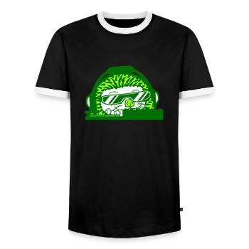 Lustiger Cooler DJ Igel Mischpult Party Musik Spaß - Männer Kontrast-T-Shirt - Schwarz/Weiß - Vorne - AI Model Female 172 light (172cm) & AI Model Male 178 light (178cm)