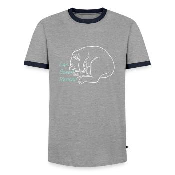 Manger dormir répéter - T-shirt contrasté Homme - gris/marine  - Devant - AI Model Female 172 light (172cm) & AI Model Male 178 light (178cm)