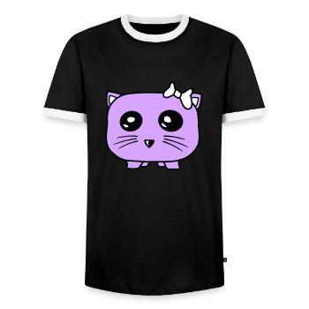 Girl Cat Pretty Bow Little Hamster Woman - Men's Ringer Shirt - black/white - Front - AI Model Female 172 light (172cm) & AI Model Male 178 light (178cm)