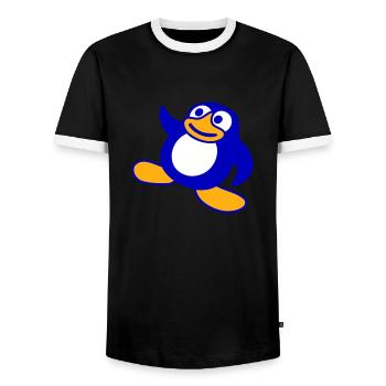Pinguin Breakdance Glücklich Tanzen Party DJ Musik - Männer Kontrast-T-Shirt - Schwarz/Weiß - Vorne - AI Model Female 172 light (172cm) & AI Model Male 178 light (178cm)