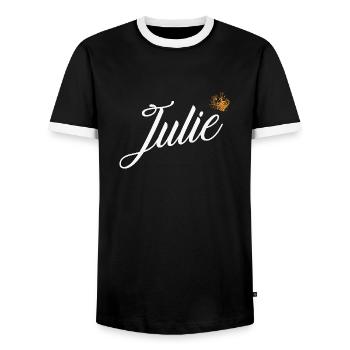 Julie Nom pour les femmes Enfants Bambins - Julie Last - T-shirt contrasté Homme - noir/blanc - Devant - AI Model Female 172 light (172cm) & AI Model Male 178 light (178cm)
