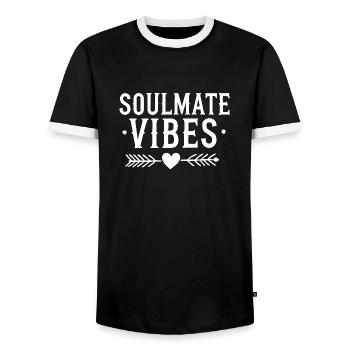 Soulmate Vibes - Men's Ringer Shirt - black/white - Front - AI Model Female 172 light (172cm) & AI Model Male 178 light (178cm)