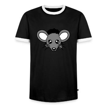 Maus Wand Loch Mauseloch Guckt Süß Lustig Comic - Männer Kontrast-T-Shirt - Schwarz/Weiß - Vorne - AI Model Female 172 light (172cm) & AI Model Male 178 light (178cm)