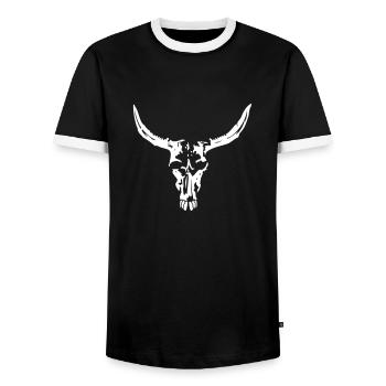 BULL SKULL - Männer Kontrast-T-Shirt - Schwarz/Weiß - Vorne - AI Model Female 172 light (172cm) & AI Model Male 178 light (178cm)