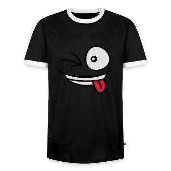 crazy_grin_face - Männer Kontrast-T-Shirt - Schwarz/Weiß - Vorne - AI Model Female 172 light (172cm) & AI Model Male 178 light (178cm)
