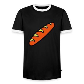 bread baguette baker food bakery - Men's Ringer Shirt - black/white - Front - AI Model Female 172 light (172cm) & AI Model Male 178 light (178cm)