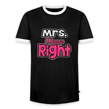 Mrs. always right - Männer Kontrast-T-Shirt - Schwarz/Weiß - Vorne - AI Model Female 172 light (172cm) & AI Model Male 178 light (178cm)