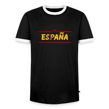 Drapeau Espagne Madrid Hola UE - T-shirt contrasté Homme - noir/blanc - Devant - AI Model Female 172 light (172cm) & AI Model Male 178 light (178cm)