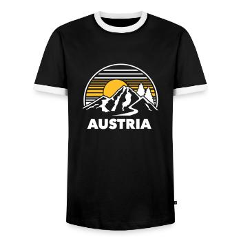 Österreich - Männer Kontrast-T-Shirt - Schwarz/Weiß - Vorne - AI Model Female 172 light (172cm) & AI Model Male 178 light (178cm)