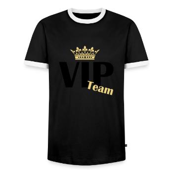 vip team - Männer Kontrast-T-Shirt - Schwarz/Weiß - Vorne - AI Model Female 172 light (172cm) & AI Model Male 178 light (178cm)