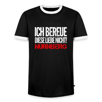 Nürnberg Ich bereue Diese Liebe nicht - Männer Kontrast-T-Shirt - Schwarz/Weiß - Vorne - AI Model Female 172 light (172cm) & AI Model Male 178 light (178cm)