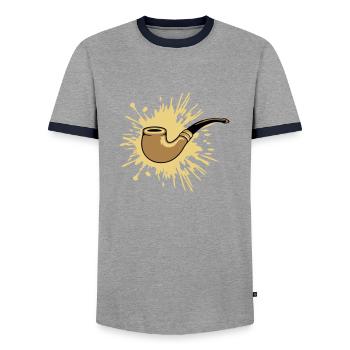 Klecks Tabakpfeife Raucher - Männer Kontrast-T-Shirt - Grau/Navy  - Vorne - AI Model Female 172 light (172cm) & AI Model Male 178 light (178cm)