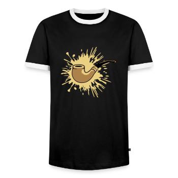 Klecks Tabakpfeife Raucher - Männer Kontrast-T-Shirt - Schwarz/Weiß - Vorne - AI Model Female 172 light (172cm) & AI Model Male 178 light (178cm)