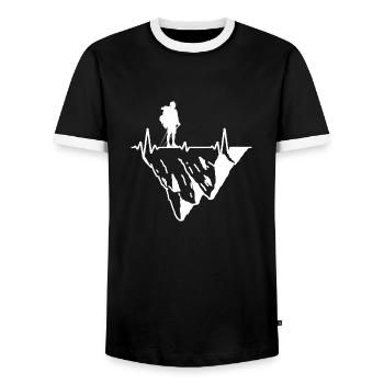 hiking mountain-adventure mountain hiking via ferrata - Men's Ringer Shirt - black/white - Front - AI Model Female 172 light (172cm) & AI Model Male 178 light (178cm)