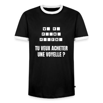 va te faire - T-shirt contrasté Homme - noir/blanc - Devant - AI Model Female 172 light (172cm) & AI Model Male 178 light (178cm)