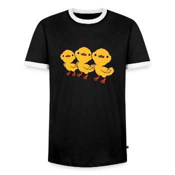 3 Équipe d’amis des canetons - T-shirt contrasté Homme - noir/blanc - Devant - AI Model Female 172 light (172cm) & AI Model Male 178 light (178cm)