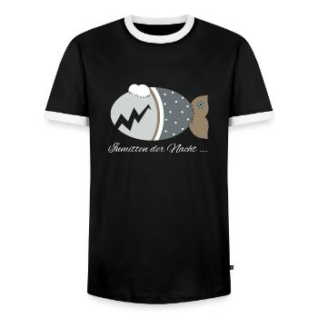 Kuschelfisch Zombiefisch Inmitten der Nacht Zombie - Männer Kontrast-T-Shirt - Schwarz/Weiß - Vorne - AI Model Female 172 light (172cm) & AI Model Male 178 light (178cm)