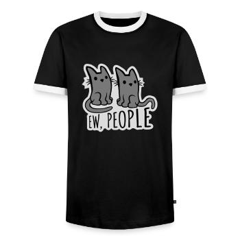 Pets Cats ew people - Men's Ringer Shirt - black/white - Front - AI Model Female 172 light (172cm) & AI Model Male 178 light (178cm)