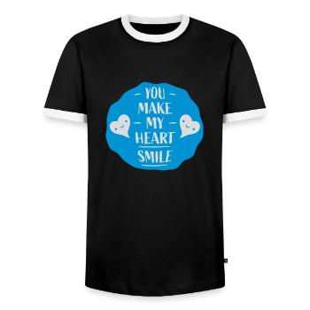 make my heart smile - Männer Kontrast-T-Shirt - Schwarz/Weiß - Vorne - AI Model Female 172 light (172cm) & AI Model Male 178 light (178cm)