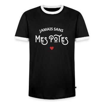 Jamais sans mes potes - T-shirt contrasté Homme - noir/blanc - Devant - AI Model Female 172 light (172cm) & AI Model Male 178 light (178cm)