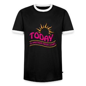 Florist Flower Plant Nature Gardener - Men's Ringer Shirt - black/white - Front - AI Model Female 172 light (172cm) & AI Model Male 178 light (178cm)