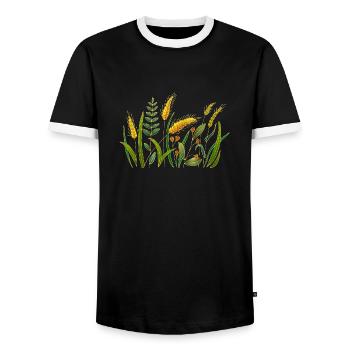 Wiese - Männer Kontrast-T-Shirt - Schwarz/Weiß - Vorne - AI Model Female 172 light (172cm) & AI Model Male 178 light (178cm)