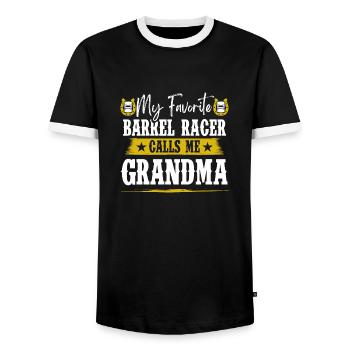 Mon coureur de barils préféré Grand-mère Baril de cheval - T-shirt contrasté Homme - noir/blanc - Devant - AI Model Female 172 light (172cm) & AI Model Male 178 light (178cm)