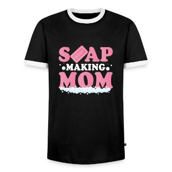 Soap Making Mom Soapmaker Soapmaking - Men's Ringer Shirt - black/white - Front - AI Model Female 172 light (172cm) & AI Model Male 178 light (178cm)