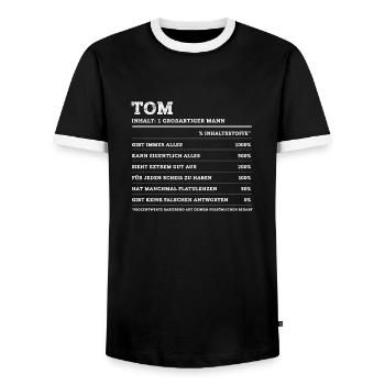 Tom Großer Mann Prénom - T-shirt contrasté Homme - noir/blanc - Devant - AI Model Female 172 light (172cm) & AI Model Male 178 light (178cm)