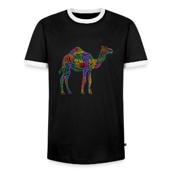 Chameau - T-shirt contrasté Homme - noir/blanc - Devant - AI Model Female 172 light (172cm) & AI Model Male 178 light (178cm)