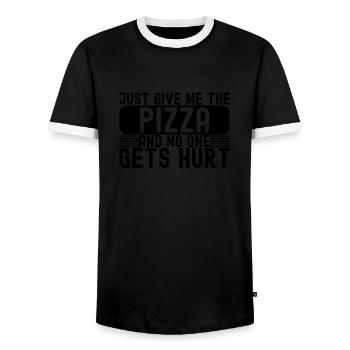 Pizza Lover Just Give Me The Pizza - Männer Kontrast-T-Shirt - Schwarz/Weiß - Vorne - AI Model Female 172 light (172cm) & AI Model Male 178 light (178cm)