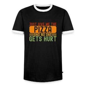 Pizza Lover Just Give Me The Pizza - Männer Kontrast-T-Shirt - Schwarz/Weiß - Vorne - AI Model Female 172 light (172cm) & AI Model Male 178 light (178cm)