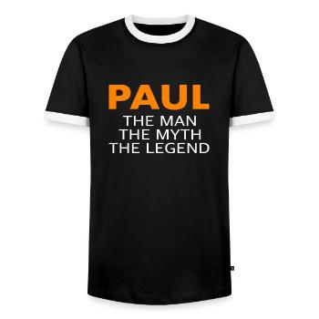 Paul Saying The Man The Myth The Legend - Men's Ringer Shirt - black/white - Front - AI Model Female 172 light (172cm) & AI Model Male 178 light (178cm)